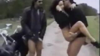 Erika Bella Hitcher Girl fucked by two Bikers